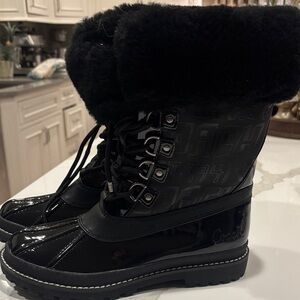 NWOT Coach Glossy Black Winter Boots